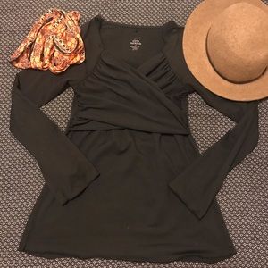 PrAna faux wrap top, black